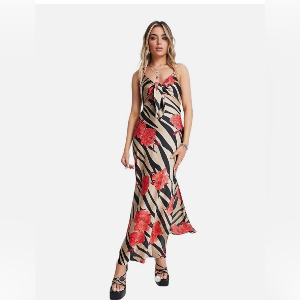 Topshop zebra print satin dress
